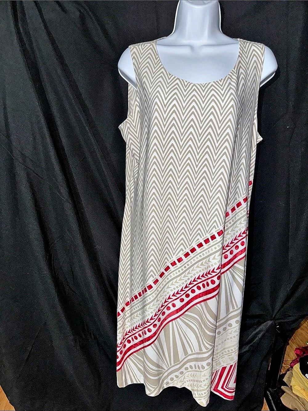 Chico's Outlet Geometric Maxi Dress in Gray & White Size 2 NWT
